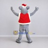 Custom Gray and Red Mouse in a Santa Hat and Vest Mascot Costume Adult Full Body Suit for Christmas Events Custom Gray and Red Mouse in a Santa Hat and Vest Mascot Costume Adult Full Body Suit for Christmas Events