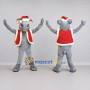 Custom Gray and Red Mouse in a Santa Hat and Vest Mascot Costume Adult Full Body Suit for Christmas Events