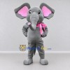 Custom Gray and Pink Elephant with a Scarf Mascot Costume Adult Full Body Suit for School Events Custom Gray and Pink Elephant with a Scarf Mascot Costume Adult Full Body Suit for School Events