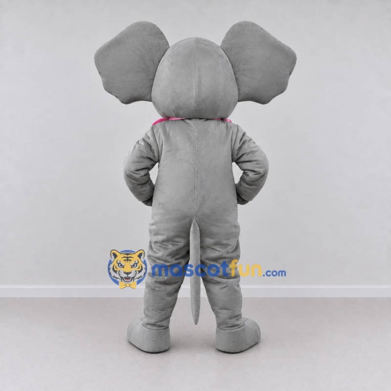 Custom Gray and Pink Elephant with a Scarf Mascot Costume Adult Full Body Suit for School Events Custom Gray and Pink Elephant with a Scarf Mascot Costume Adult Full Body Suit for School Events