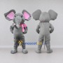 Custom Gray and Pink Elephant with a Scarf Mascot Costume Adult Full Body Suit for School Events