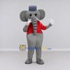 Custom Gray and Red Elephant in a Hat and Shirt Mascot Costume Adult Full Body Suit for Community Events Custom Gray and Red Elephant in a Hat and Shirt Mascot Costume Adult Full Body Suit for Community Events