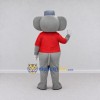 Custom Gray and Red Elephant in a Hat and Shirt Mascot Costume Adult Full Body Suit for Community Events Custom Gray and Red Elephant in a Hat and Shirt Mascot Costume Adult Full Body Suit for Community Events