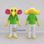 Custom Yellow and Green Elephant in a Shirt and Pants Mascot Costume Adult Full Body Suit for School Events