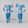 Custom Blue and White Elephant in Overalls Mascot Costume Adult Full Body Suit for School Events