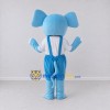 Custom Blue and White Elephant in Overalls Mascot Costume Adult Full Body Suit for School Events