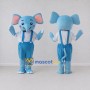Custom Blue and White Elephant in Overalls Mascot Costume Adult Full Body Suit for School Events