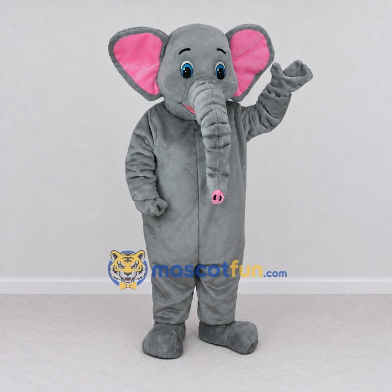 Custom Gray and Pink Elephant Mascot Costume Adult Full Body Suit for Wildlife Events