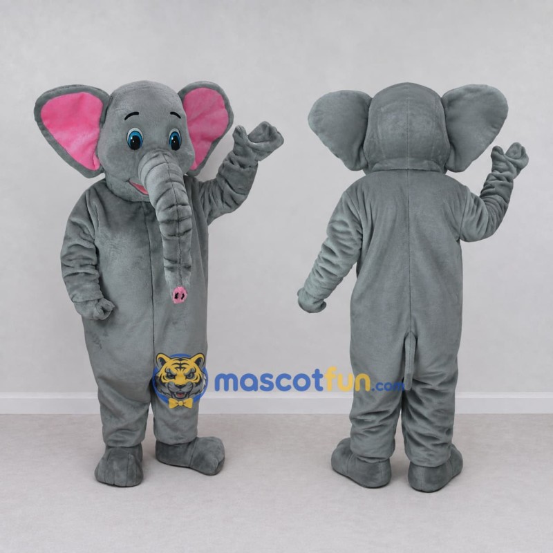 Custom Gray and Pink Elephant Mascot Costume Adult Full Body Suit for Wildlife Events