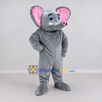 Custom Gray and Pink Elephant with a Raised Trunk Mascot Costume Adult Full Body Suit for Wildlife Events Custom Gray and Pink Elephant with a Raised Trunk Mascot Costume Adult Full Body Suit for Wildlife Events