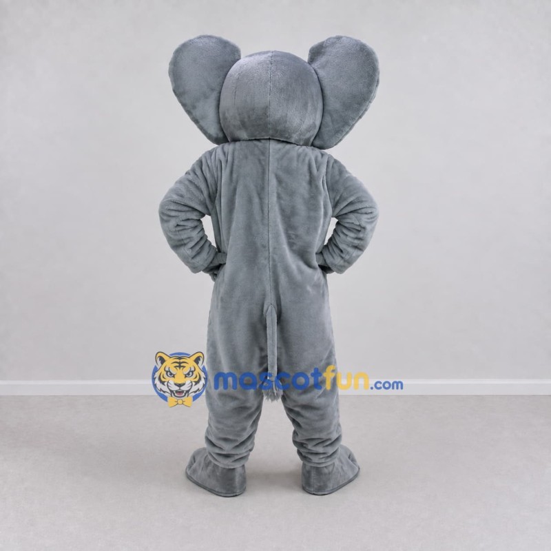 Custom Gray and Pink Elephant with a Raised Trunk Mascot Costume Adult Full Body Suit for Wildlife Events