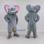 Custom Gray and Pink Elephant with a Raised Trunk Mascot Costume Adult Full Body Suit for Wildlife Events