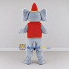 Custom Gray and Red Elephant in a Cone Hat and Vest Mascot Costume Adult Full Body Suit for Theme Parties