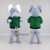 Custom Gray and Green Elephant in a Belted Shirt Mascot Costume Adult Full Body Suit for School Events