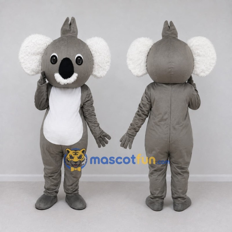 Custom Gray and White Koala Mascot Costume Adult Full Body Suit for Wildlife Events