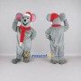 Custom Gray and Red Mouse in a Santa Hat and Scarf Mascot Costume Adult Full Body Suit for Christmas Events
