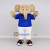 Custom Tan and Blue Elephant in Sportswear Mascot Costume Adult Full Body Suit for Sports Events