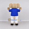 Custom Tan and Blue Elephant in Sportswear Mascot Costume Adult Full Body Suit for Sports Events