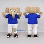 Custom Tan and Blue Elephant in Sportswear Mascot Costume Adult Full Body Suit for Sports Events