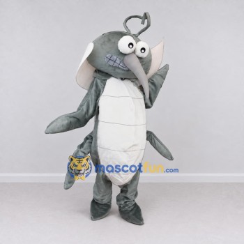 Custom Gray and White Mosquito Mascot Costume Adult Full Body Suit for School Events