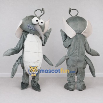 Custom Gray and White Mosquito Mascot Costume Adult Full Body Suit for School Events