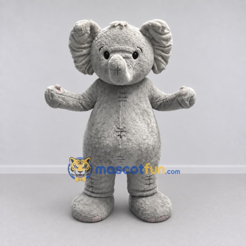 Custom Light Gray Elephant Character Mascot Costume Adult Full Body Suit for School Events Custom Light Gray Elephant Character Mascot Costume Adult Full Body Suit for School Events