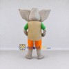 Custom Gray and Orange Elephant in a Vest and Shorts Mascot Costume Adult Full Body Suit for Outdoor Events Custom Gray and Orange Elephant in a Vest and Shorts Mascot Costume Adult Full Body Suit for Outdoor Events