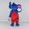Custom Blue and Red Elephant in Overalls Mascot Costume Adult Full Body Suit for School Events