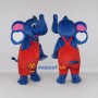 Custom Blue and Red Elephant in Overalls Mascot Costume Adult Full Body Suit for School Events