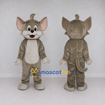 Custom Gray and White Cat Character Mascot Costume Adult Full Body Suit for School Events