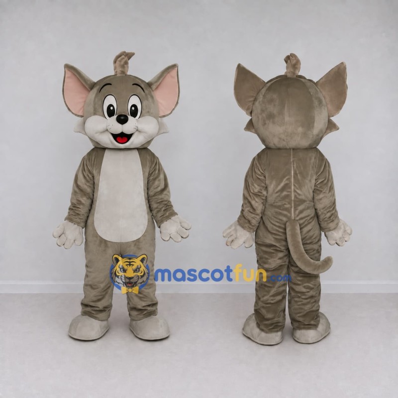 Custom Gray and White Cat Character Mascot Costume Adult Full Body Suit for School Events Custom Gray and White Cat Character Mascot Costume Adult Full Body Suit for School Events