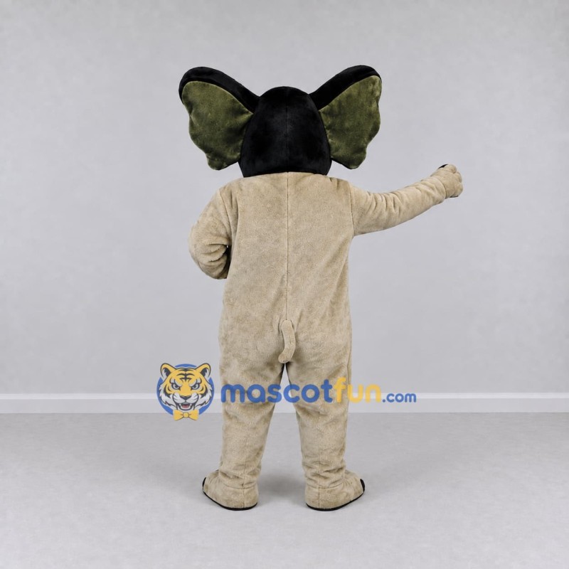 Custom Cream and Black Elephant Character Mascot Costume Adult Full Body Suit for School Events Custom Cream and Black Elephant Character Mascot Costume Adult Full Body Suit for School Events