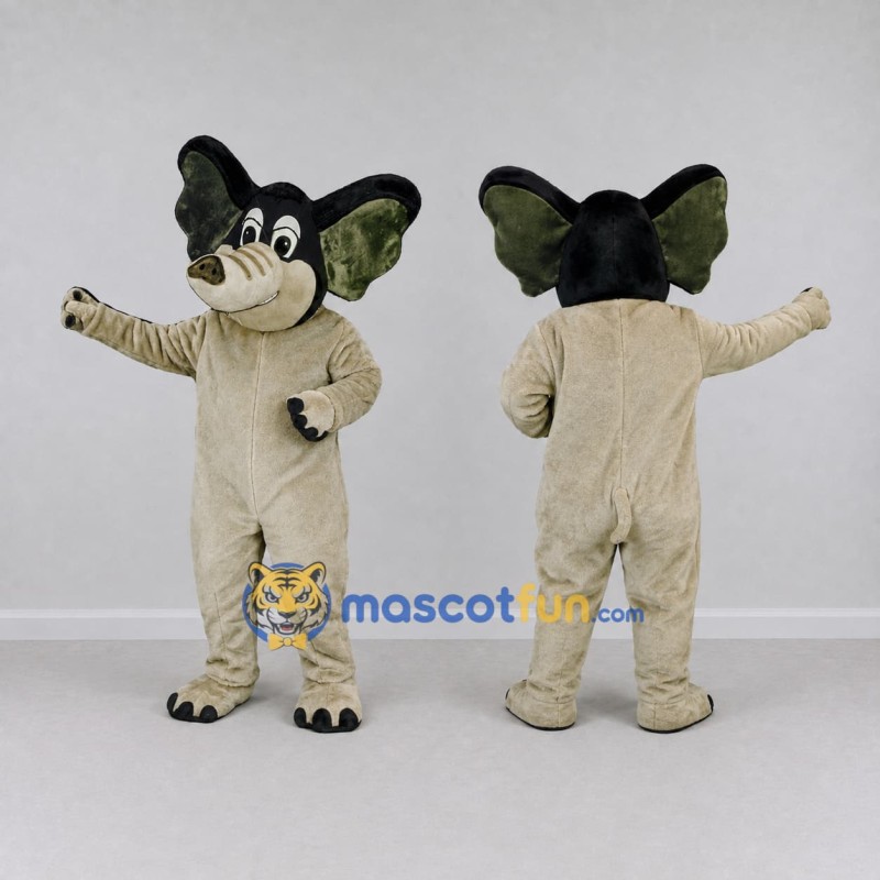 Custom Cream and Black Elephant Character Mascot Costume Adult Full Body Suit for School Events Custom Cream and Black Elephant Character Mascot Costume Adult Full Body Suit for School Events