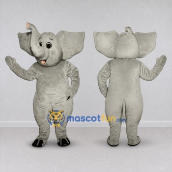 Custom Light Gray Elephant with a Raised Trunk Mascot Costume Adult Full Body Suit for Wildlife Events