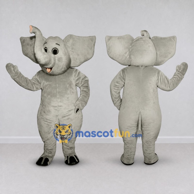 Custom Light Gray Elephant with a Raised Trunk Mascot Costume Adult Full Body Suit for Wildlife Events Custom Light Gray Elephant with a Raised Trunk Mascot Costume Adult Full Body Suit for Wildlife Events