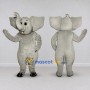 Custom Light Gray Elephant with a Raised Trunk Mascot Costume Adult Full Body Suit for Wildlife Events