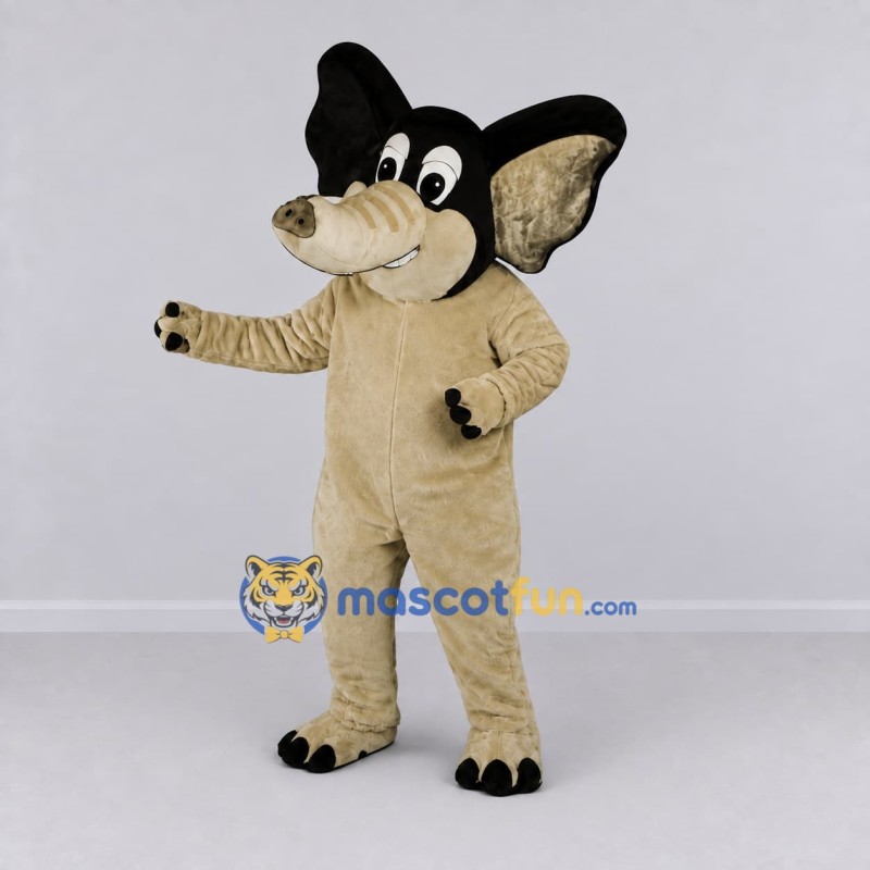 Custom Cream and Black Elephant Character Mascot Costume Adult Full Body Suit for School Events Custom Cream and Black Elephant Character Mascot Costume Adult Full Body Suit for School Events