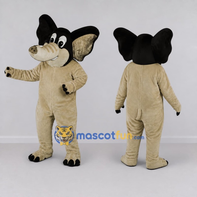 Custom Cream and Black Elephant Character Mascot Costume Adult Full Body Suit for School Events Custom Cream and Black Elephant Character Mascot Costume Adult Full Body Suit for School Events