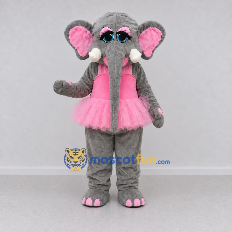 Custom Gray and Pink Elephant in a Tutu Mascot Costume Adult Full Body Suit for Dance Events Custom Gray and Pink Elephant in a Tutu Mascot Costume Adult Full Body Suit for Dance Events