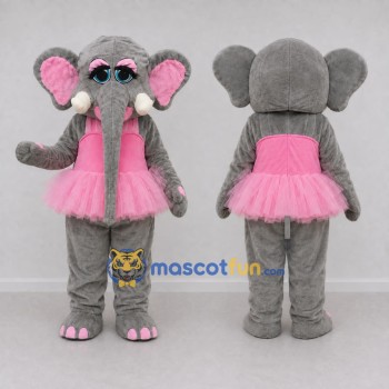 Custom Gray and Pink Elephant in a Tutu Mascot Costume Adult Full Body Suit for Dance Events