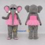 Custom Gray and Pink Elephant in a Tutu Mascot Costume Adult Full Body Suit for Dance Events