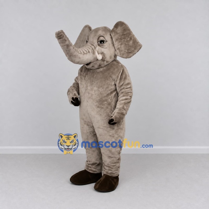 Custom Gray Elephant with a Raised Trunk Mascot Costume Adult Full Body Suit for Wildlife Events Custom Gray Elephant with a Raised Trunk Mascot Costume Adult Full Body Suit for Wildlife Events