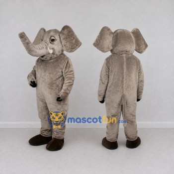 Custom Gray Elephant with a Raised Trunk Mascot Costume Adult Full Body Suit for Wildlife Events