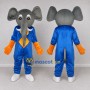 Custom Gray and Blue Elephant in a Jumpsuit Mascot Costume Adult Full Body Suit for School Events