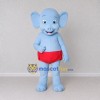 Custom Light Blue and Red Baby Elephant Character Mascot Costume Adult Full Body Suit for School Events Custom Light Blue and Red Baby Elephant Character Mascot Costume Adult Full Body Suit for School Events