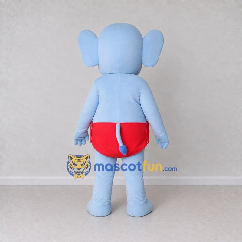 Custom Light Blue and Red Baby Elephant Character Mascot Costume Adult Full Body Suit for School Events Custom Light Blue and Red Baby Elephant Character Mascot Costume Adult Full Body Suit for School Events