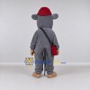 Custom Gray and Red Rat in a Cap with a Shoulder Bag Mascot Costume Adult Full Body Suit for School Events
