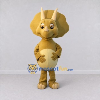 Custom Yellow and Cream Triceratops Mascot Costume Adult Full Body Suit for Dinosaur Events Custom Yellow and Cream Triceratops Mascot Costume Adult Full Body Suit for Dinosaur Events