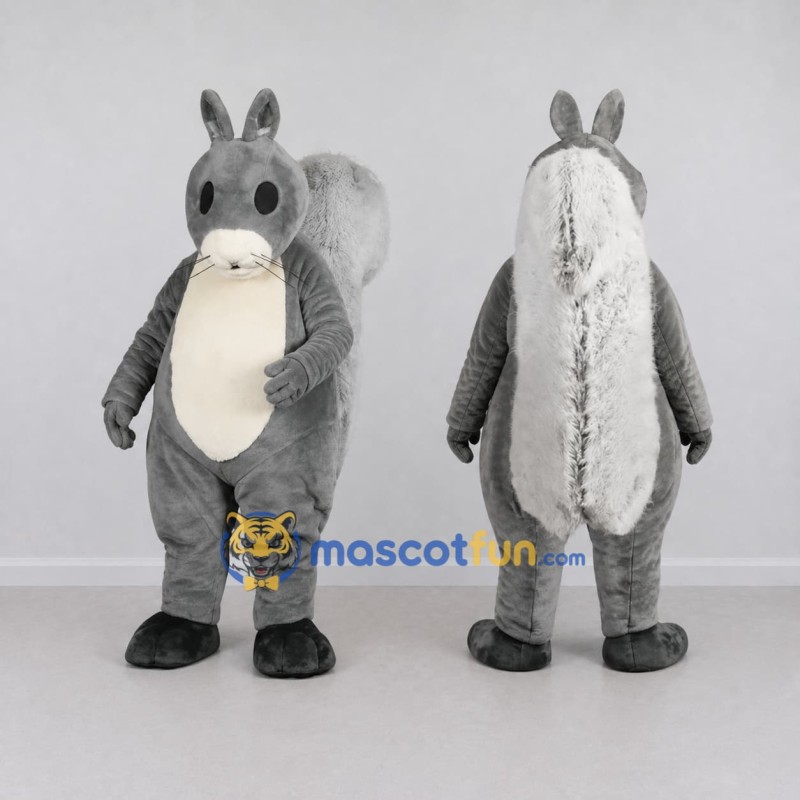 Custom Gray and White Squirrel Mascot Costume Adult Full Body Suit for Wildlife Events Custom Gray and White Squirrel Mascot Costume Adult Full Body Suit for Wildlife Events