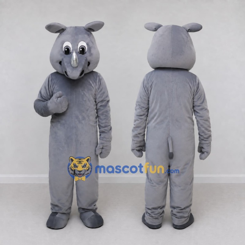 Custom Gray Rhinoceros Mascot Costume Adult Full Body Suit for Wildlife Events